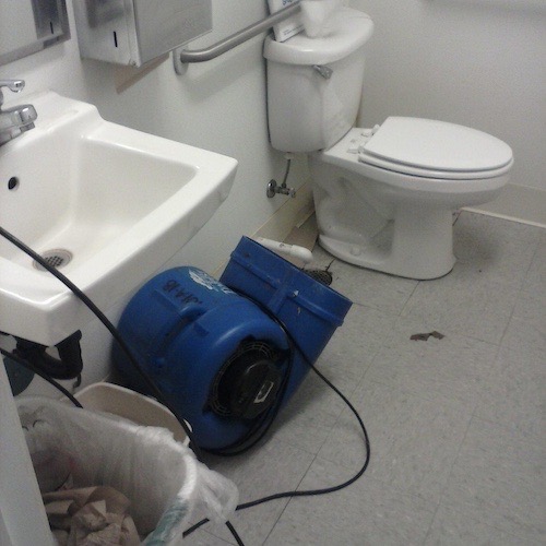 A centrifugal turbo dryer at a water damage restoration project near the Vancouver Mall in the Van Mall neighborhood.